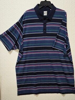Callaway Men's Opti-Dri Short Sleeve polo 2XLT, Navy Blue With Contrast Stripes